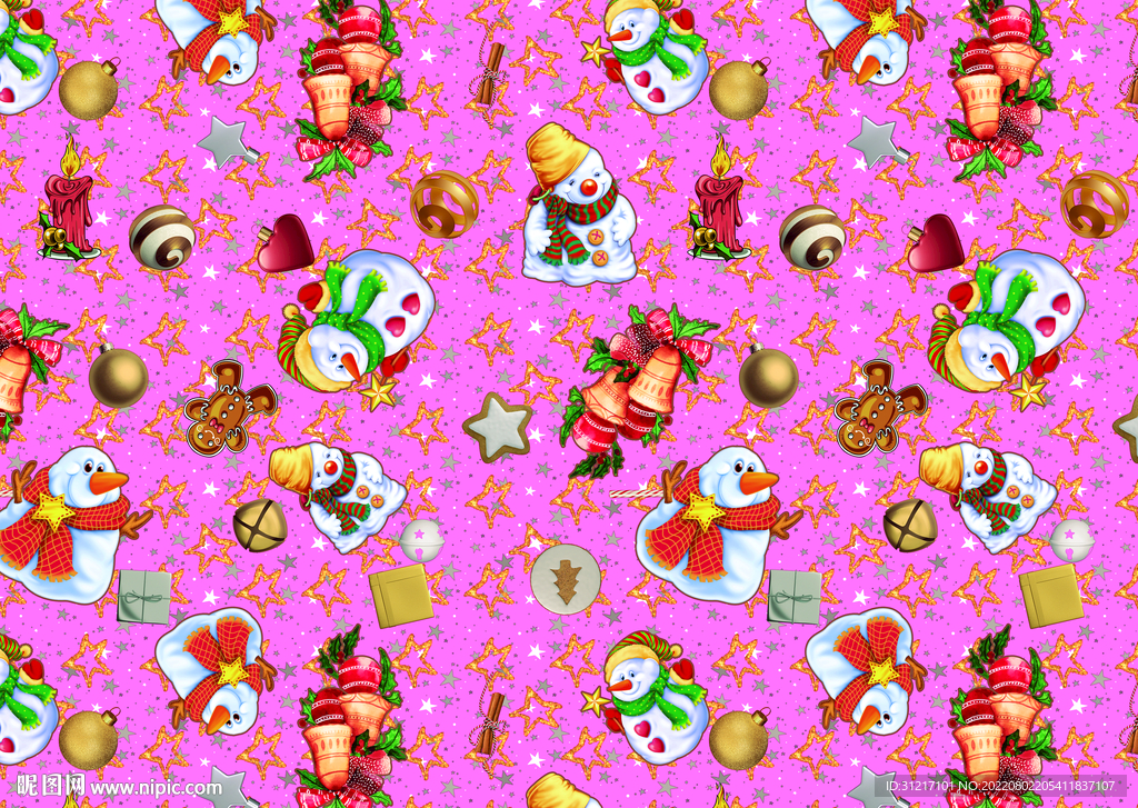 数码印花 圣诞花型 面料印花图