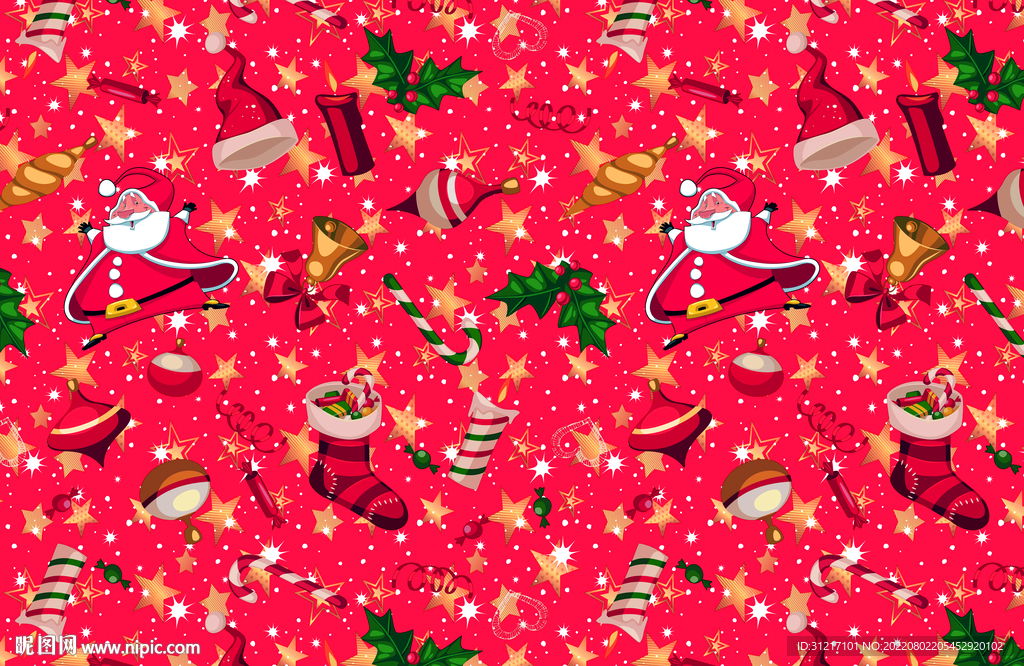 数码印花 圣诞花型 面料印花图