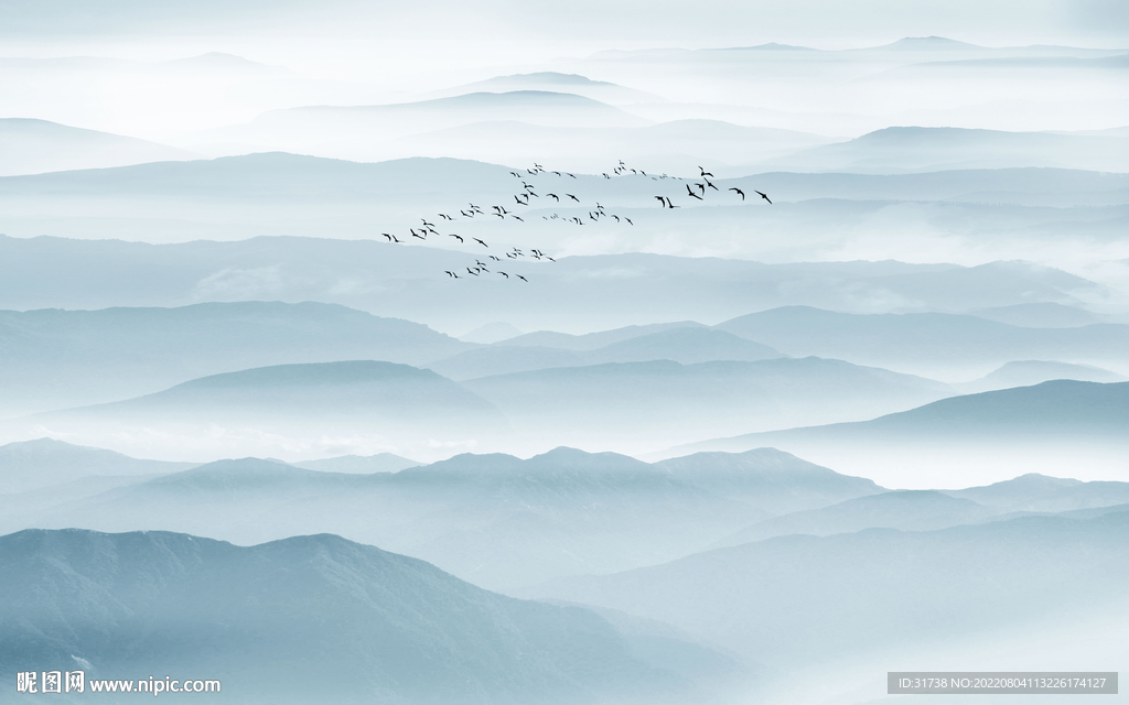 水墨群山背景墙