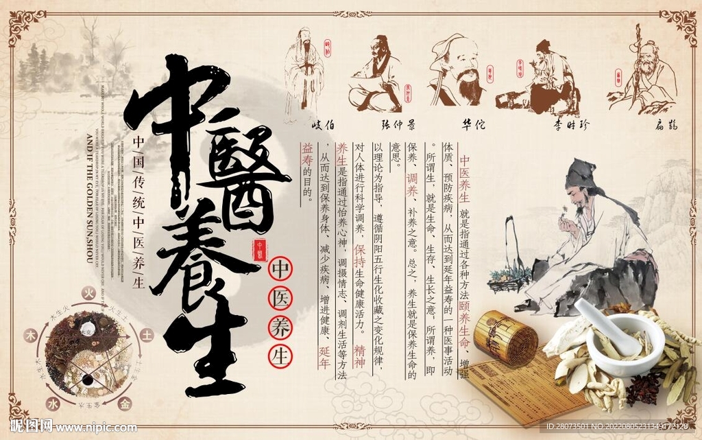 中医养生背景墙图片