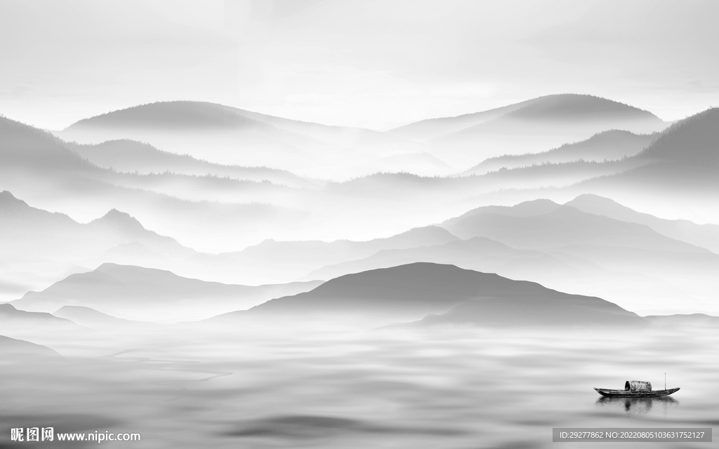 高档现代灰色山水 Tif分层