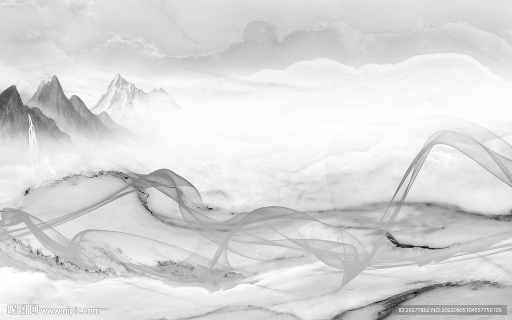 大气 现代灰色山水 Tif分层