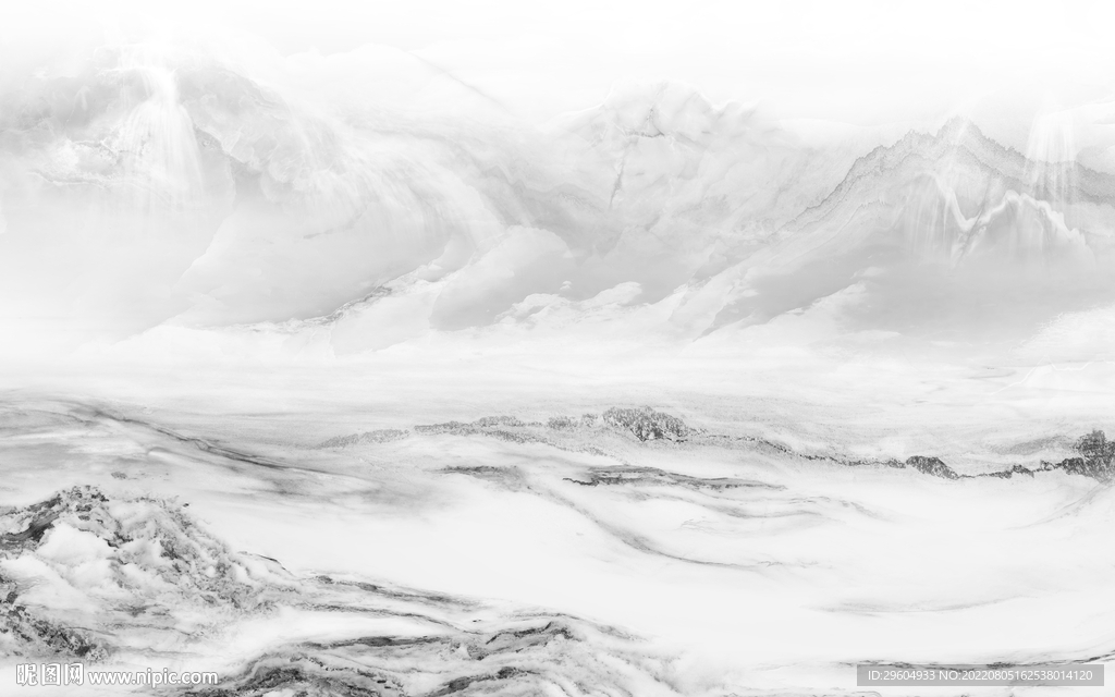 灰色电视背景山水 tif分层