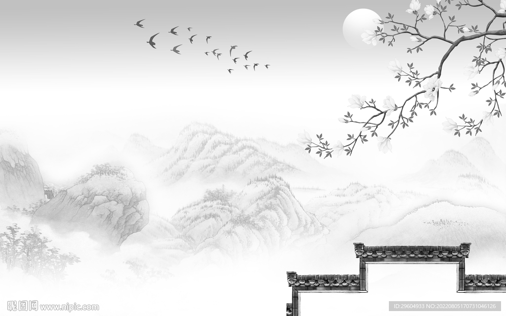 新款灰色背景山水 TIf分层