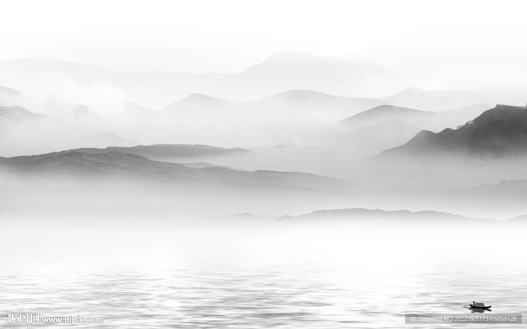 大气 灰色背景山水 tif分层