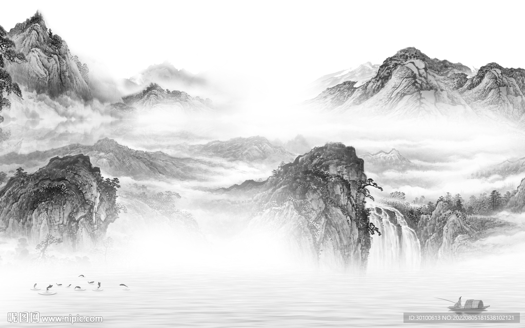 别墅 灰色大气山水 Tif分层