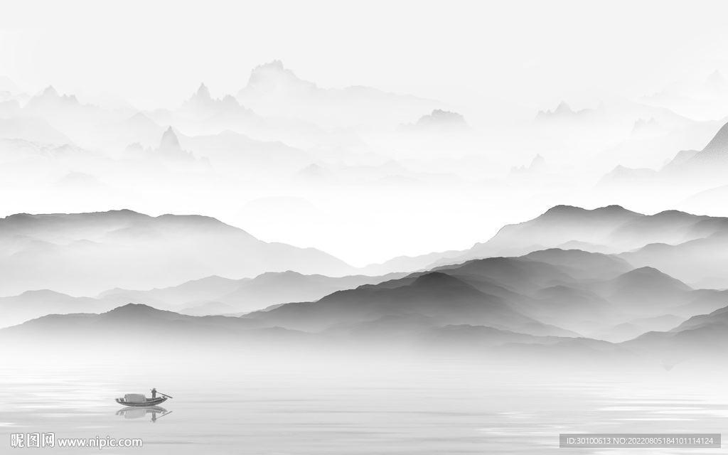 简约 灰色现代山水 Tif分层