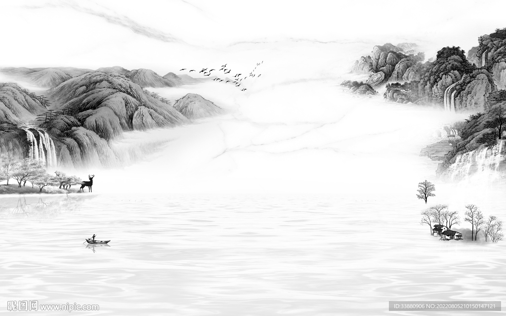 新款 灰色中式山水 tiF分层