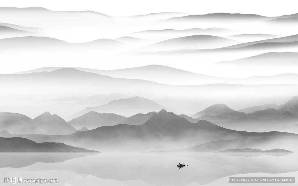 大气灰色中式山水 tiF分层