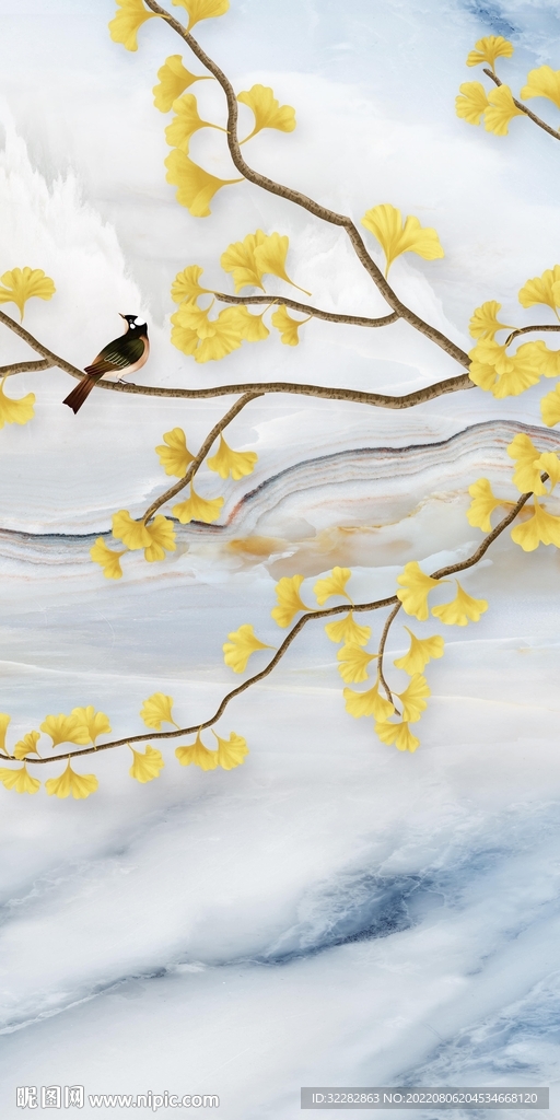 银杏简约山水玄关 Tif分层