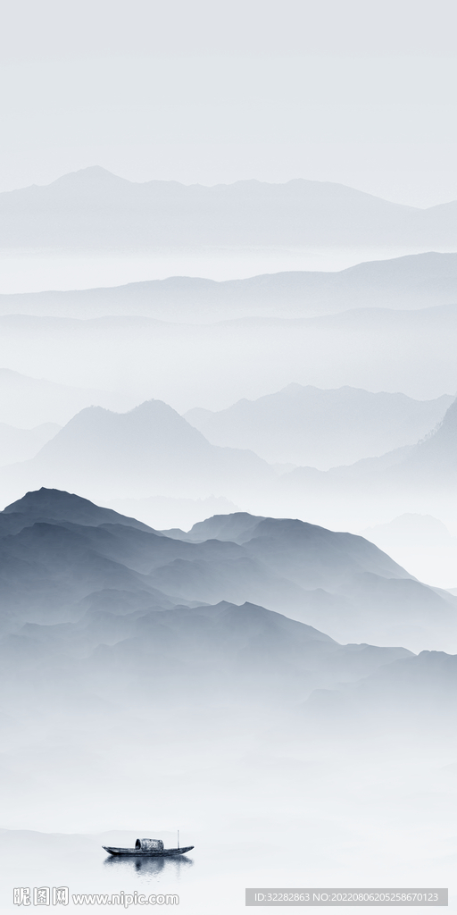 中式简约山水玄关 Tif分层