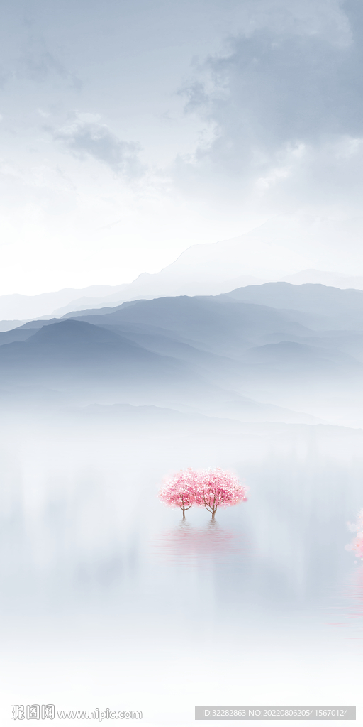 高端 简约山水玄关 Tif分层