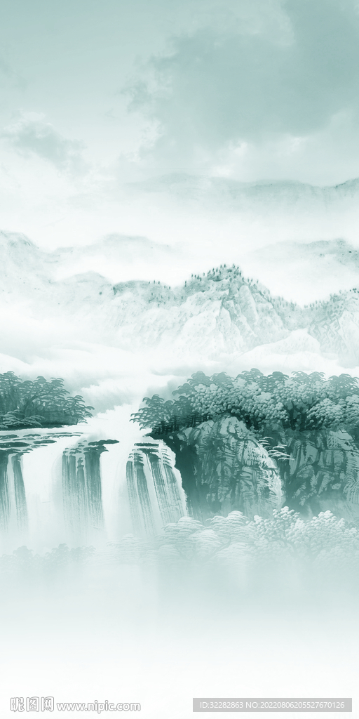 中式简约山水玄关 Tif分层