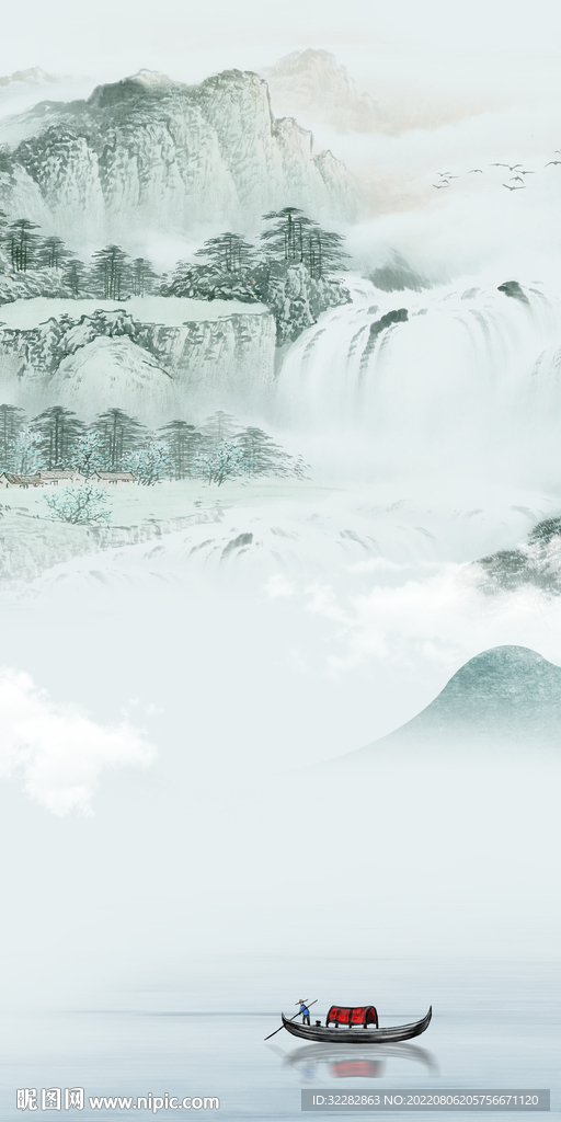 高档简约山水玄关 Tif分层