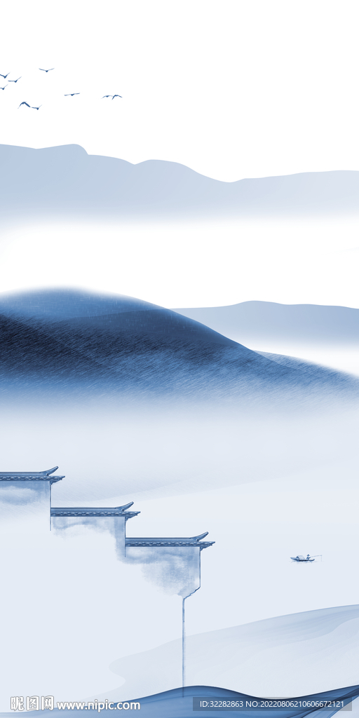 人气 简约山水玄关 Tif分层