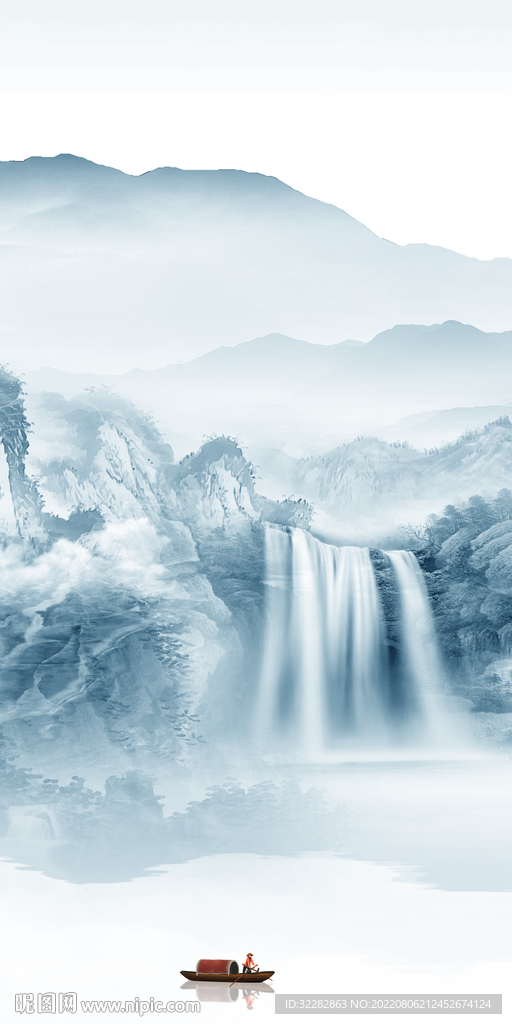 流水 最新中式玄关 Tif分层