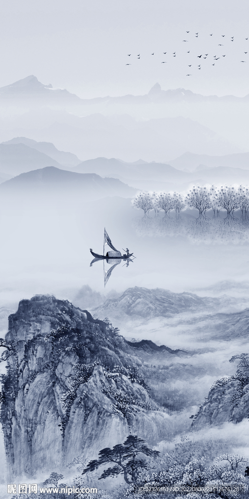 爆款 高端山水玄关 Tif分层