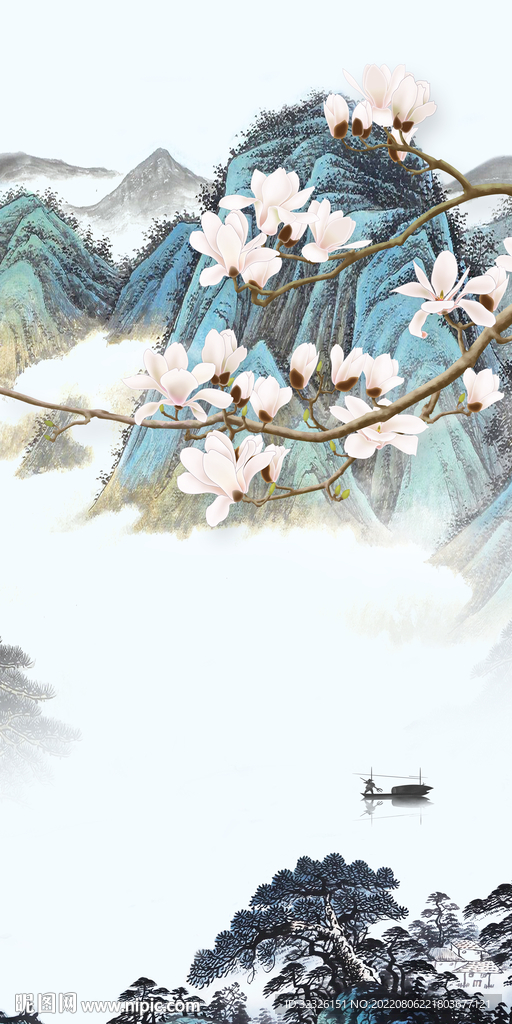 新款高端山水玄关 Tif分层