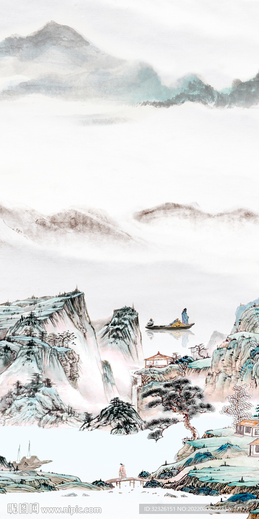 简约高端山水玄关 Tif分层