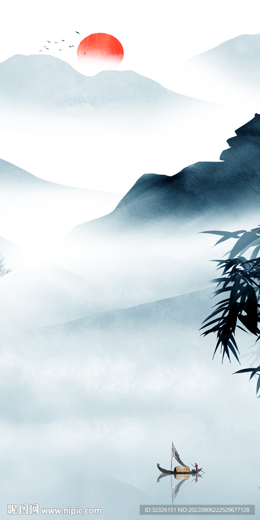 简约山水中式玄关 tiF分层