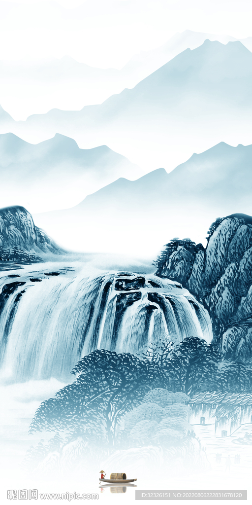 新中式高端山水玄关 Tif分层