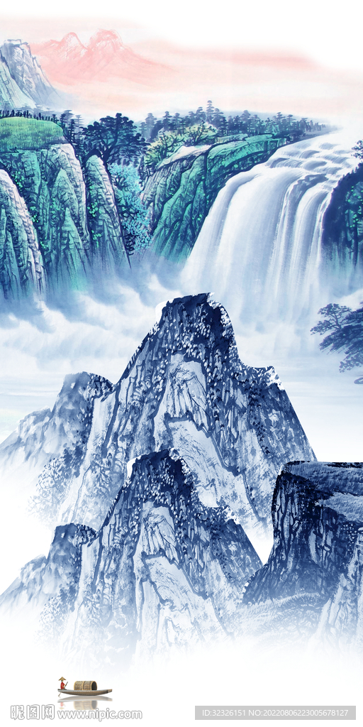 国画高端山水玄关 Tif分层