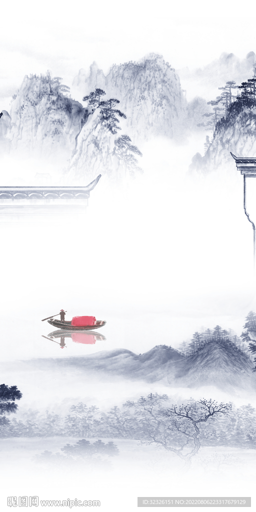 中式高端山水玄关 Tif分层