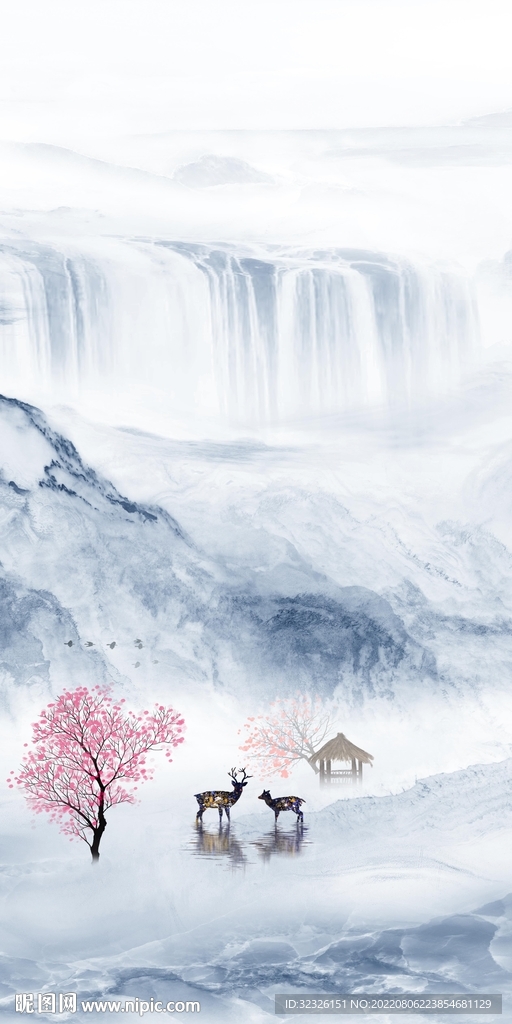 石纹山水中式玄关 tiF分层