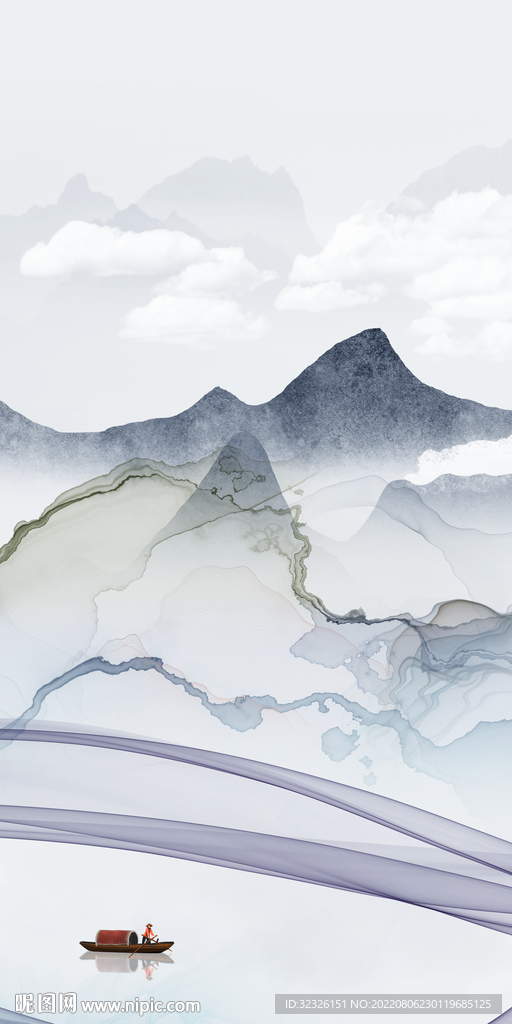 中国风现代山水玄关 TiF分层