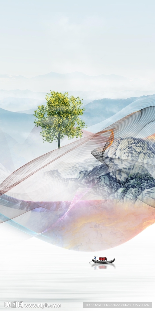 高清 高端山水玄关 Tif分层