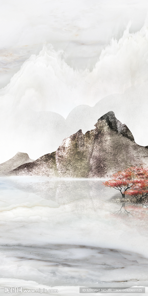 新中式玄关新款山水 Tif分层