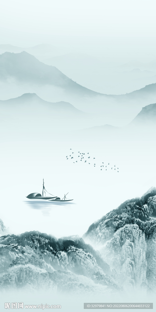 中式玄关新款山水 Tif分层