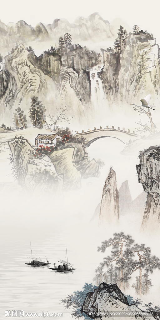 古风 玄关新款山水 Tif分层