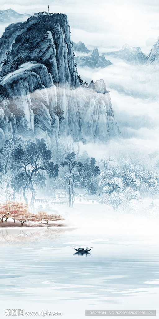 高清 玄关意境山水 TIf分层