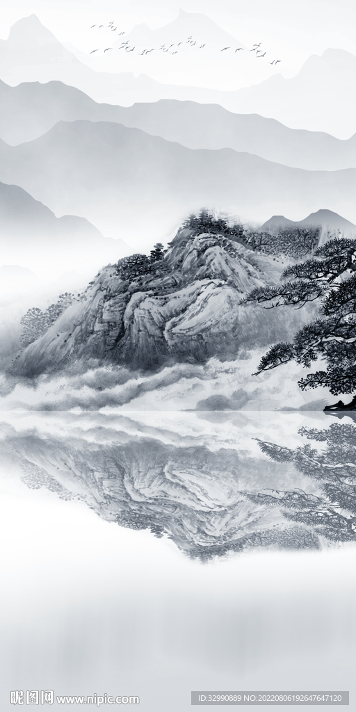 最新中式玄关山水 Tif分层