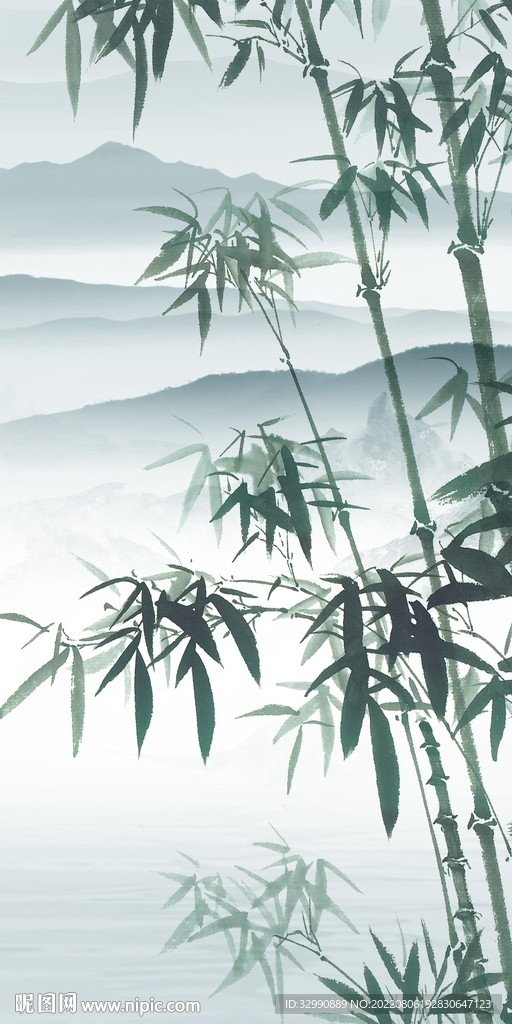竹子中式玄关山水 Tif分层