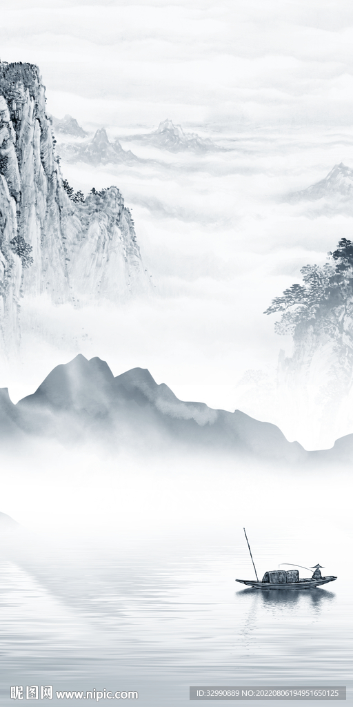 简约 中式玄关山水 Tif分层