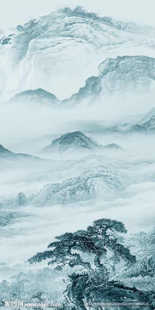 人气 中式玄关山水 Tif分层