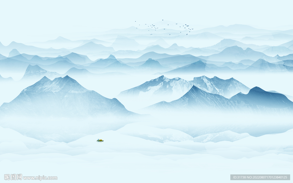 大气磅礴简约新中式山水背景墙