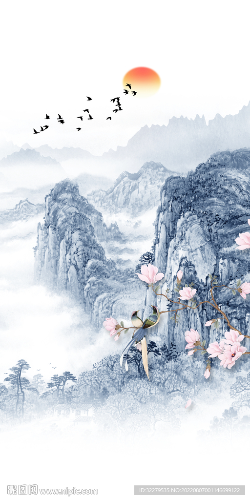 别墅中式最新玄关 Tif分层