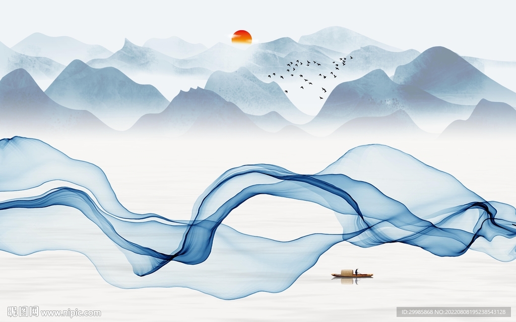 新款现代高端山水 TIF分层