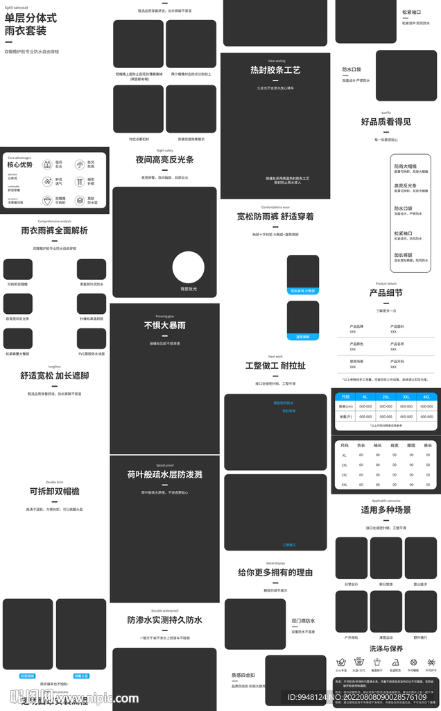 电动车自行车雨衣雨披详情页描述