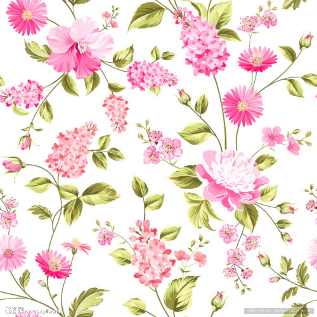 美丽鲜花花纹花束花朵素材图