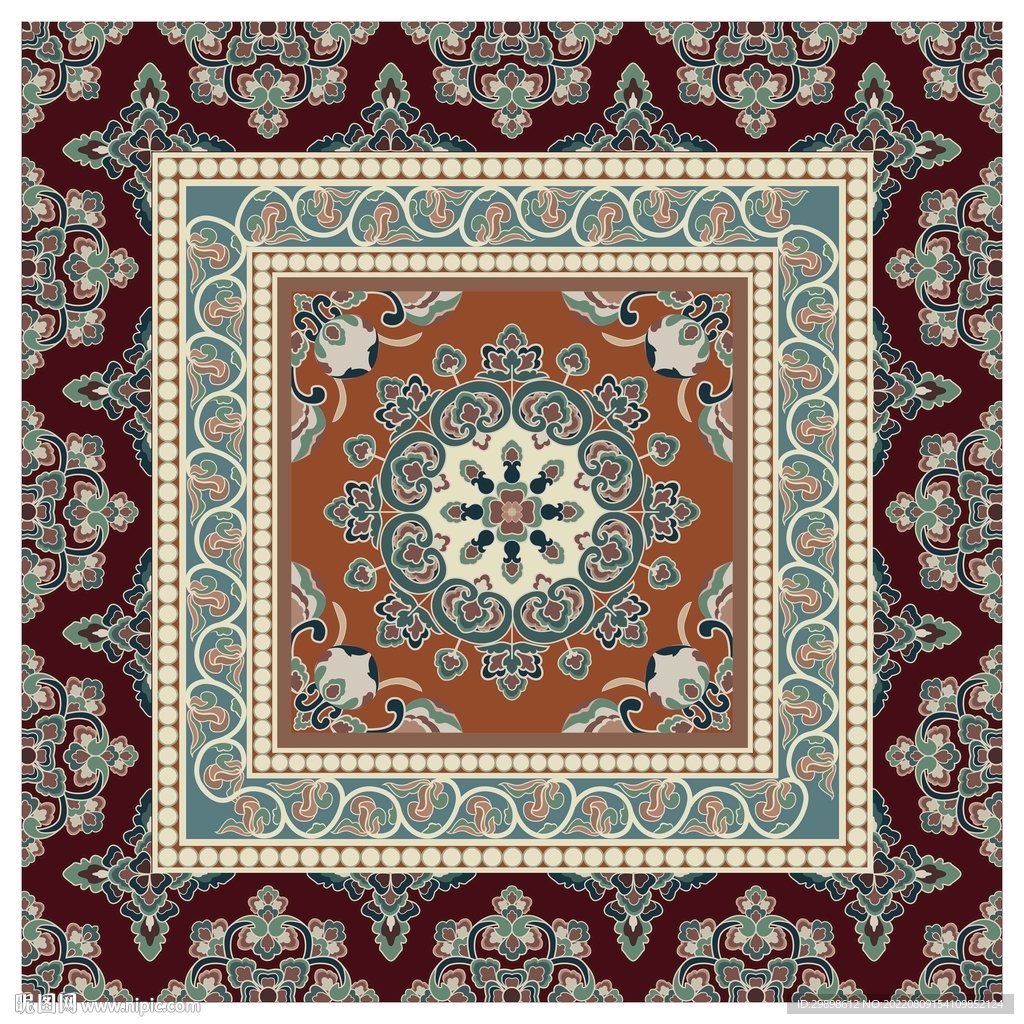 敦煌莫高窟壁画初唐莲花纹藻井