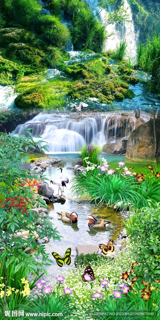 流水生财风景玄关画