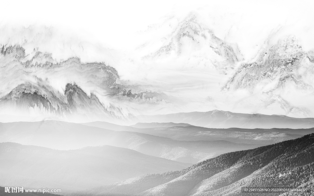 背景墙新款简约山水 Tif分层