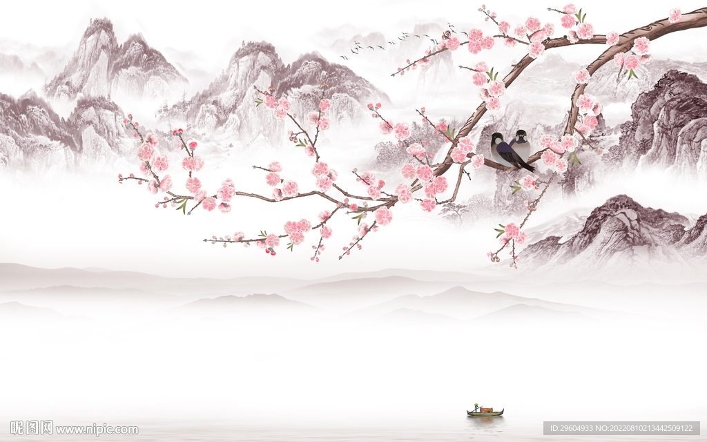 花鸟电视背景山水 TIf分层