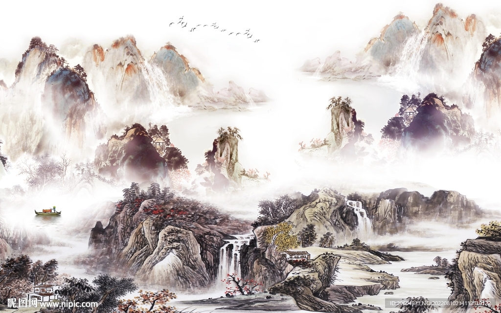 国画电视背景山水 TIf分层