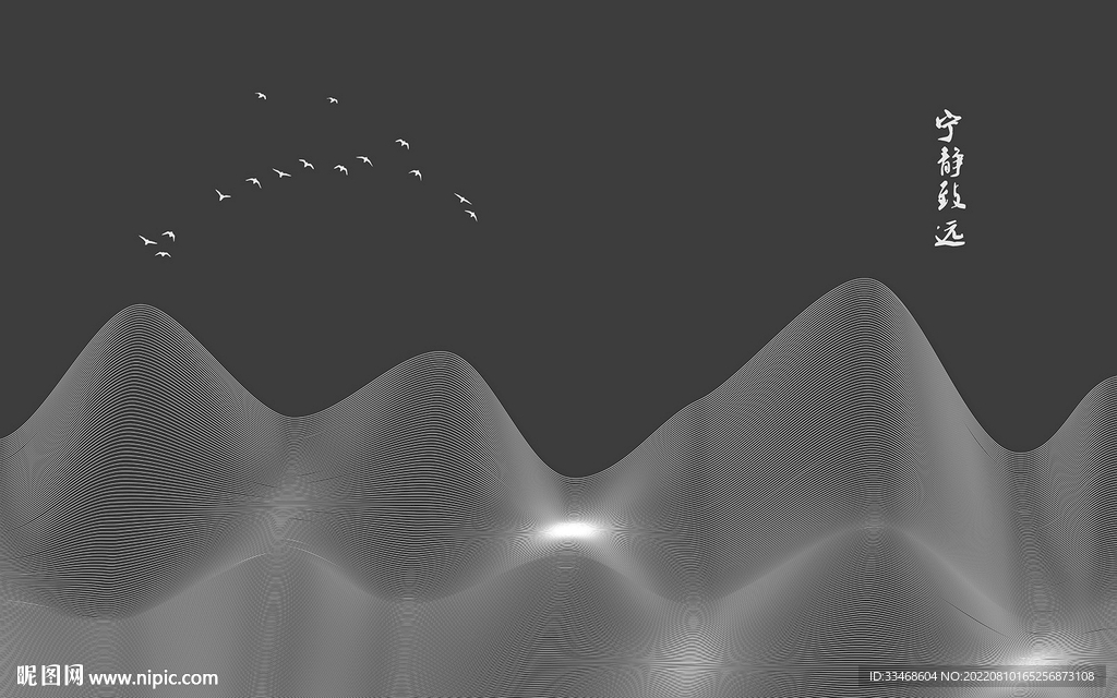 新中式线条抽象山水壁画
