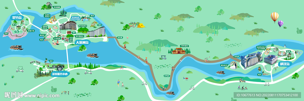 手绘旅游景点观光图